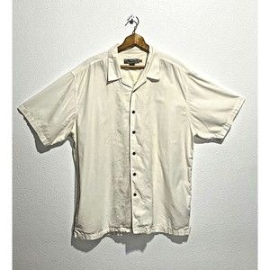 QuikSilver Edition Comfort Fit Men Sz XXL/TTG Color Beige Button Up Embroidered